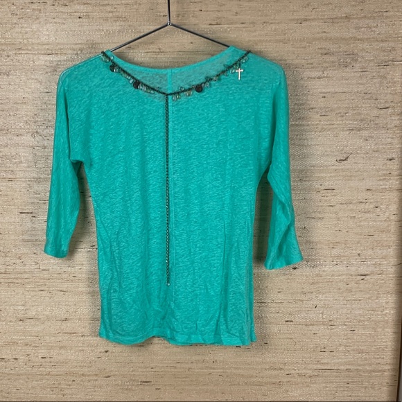 🍁 J.Crew Linen 3/4 Sleeve Crew Neck T-Shirt - Picture 2 of 6